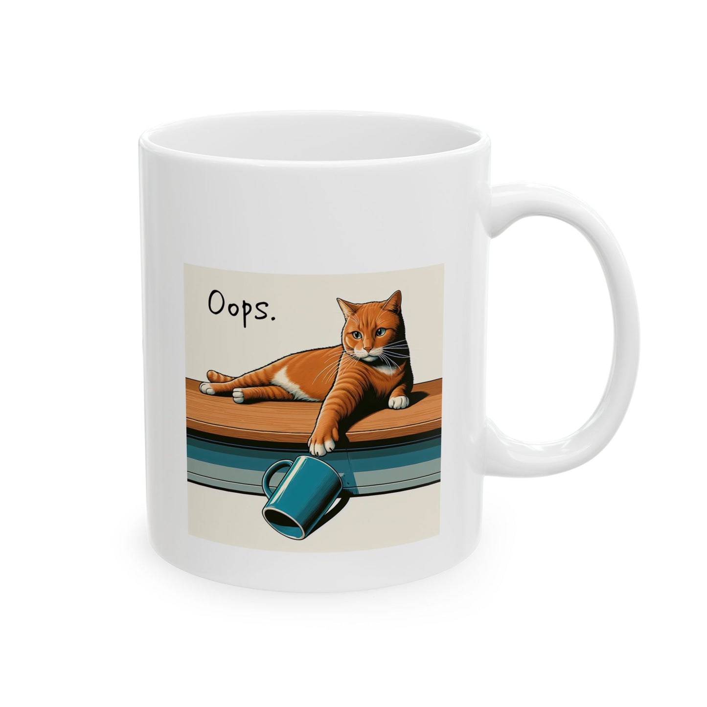 Mug Oops Cat Pushing Off Table 11oz 15oz Ceramic