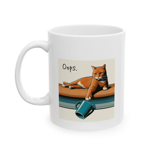 Mug Oops Cat Pushing Off Table 11oz 15oz Ceramic