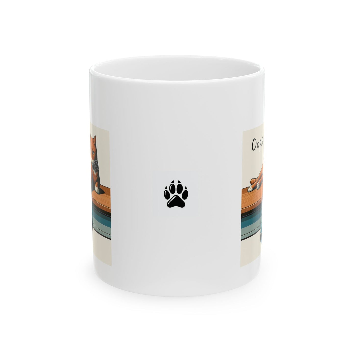 Mug Oops Cat Pushing Off Table 11oz 15oz Ceramic